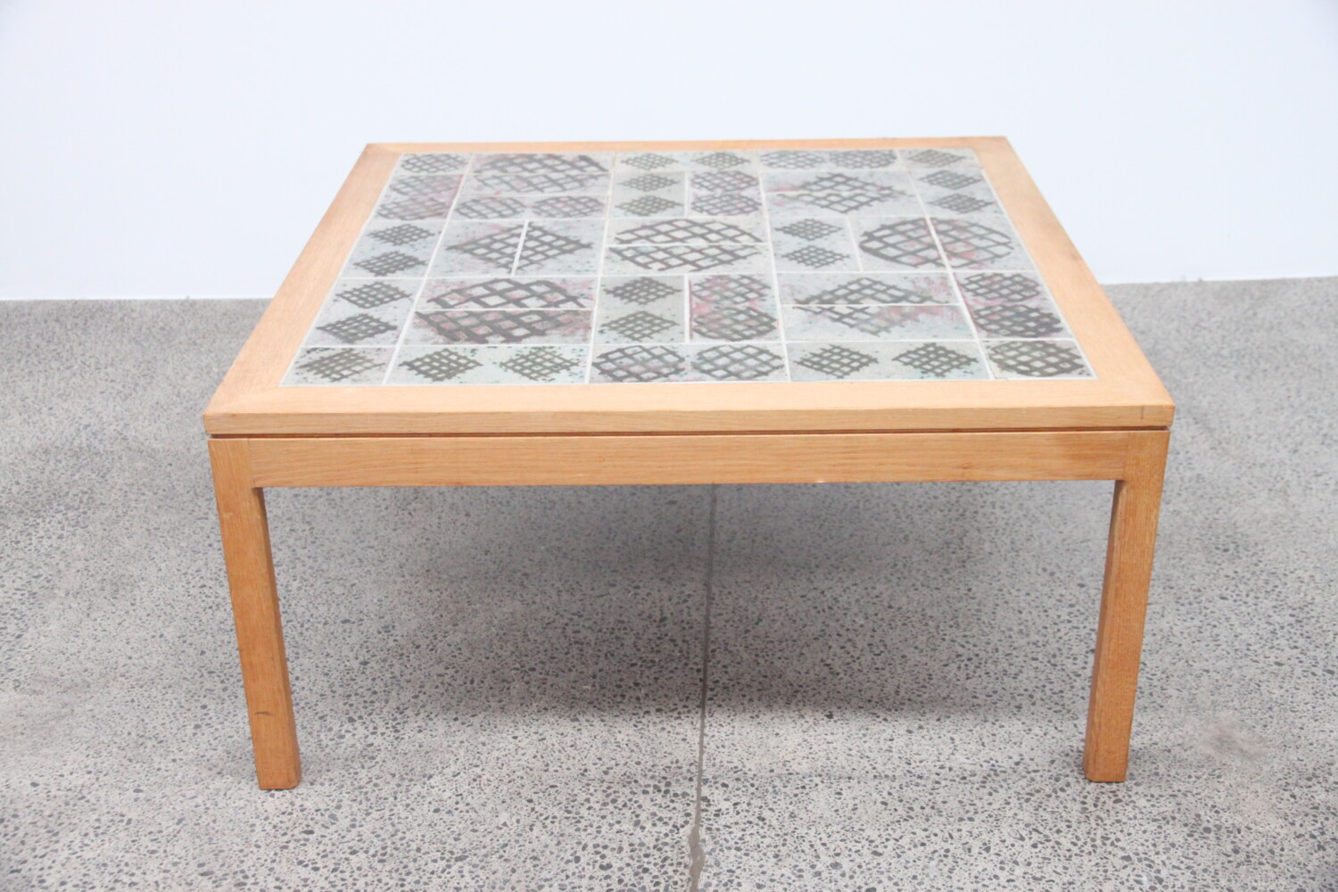 Extra Large Oak Coffee Table With Mosaic Tiles