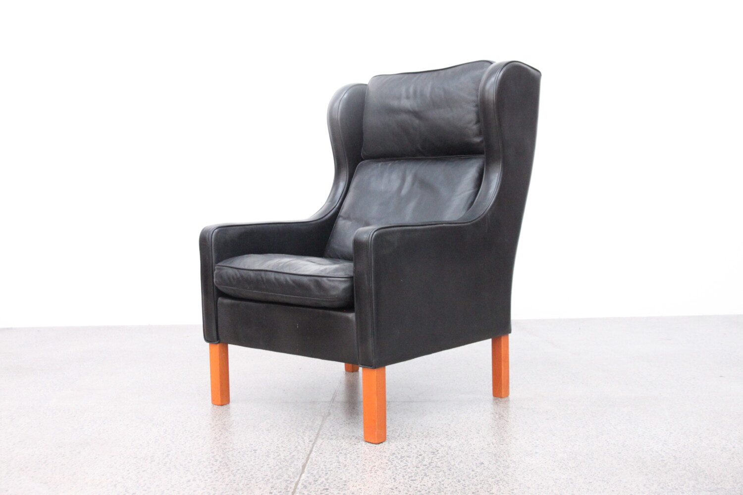 Black Leather Armchair by Mogens Hansen