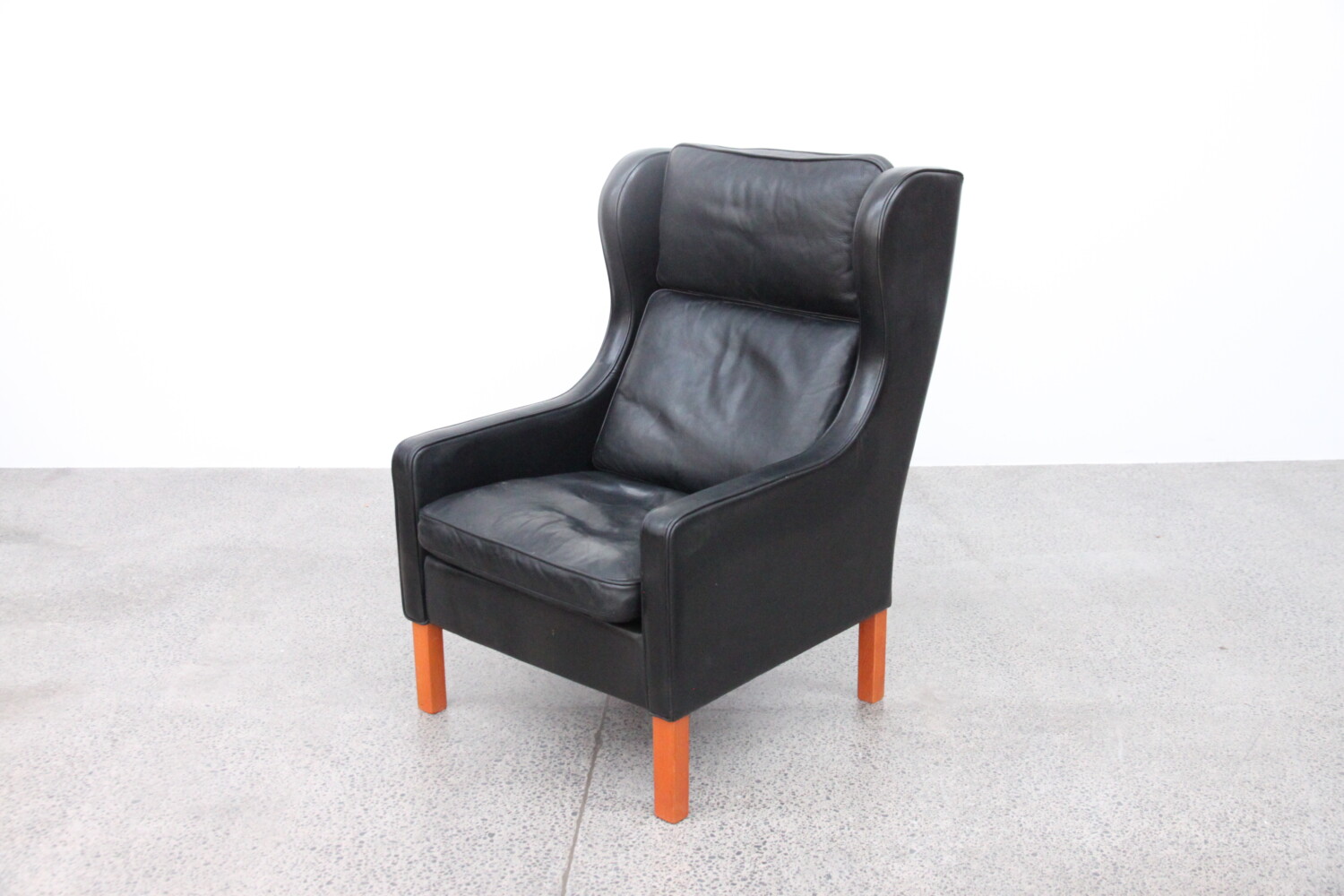 Black Leather Armchair by Mogens Hansen