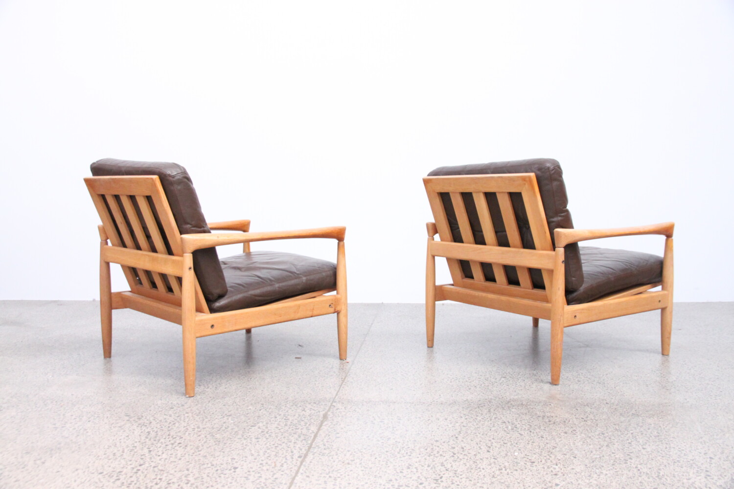 Leather & Oak Lounge Set by Erik Wortz