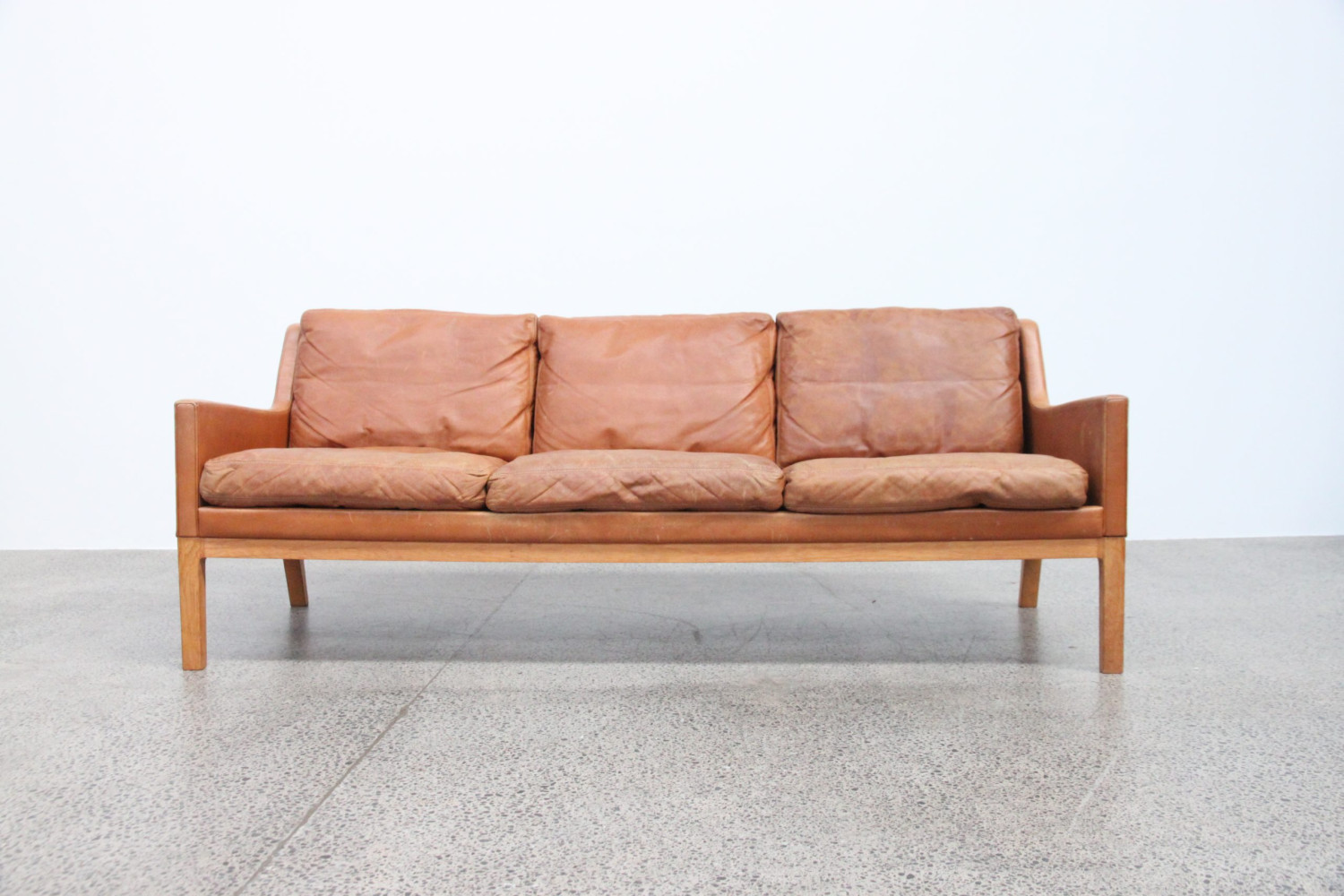 Tan Leather Sofa & Armchairs by Kai Larsen