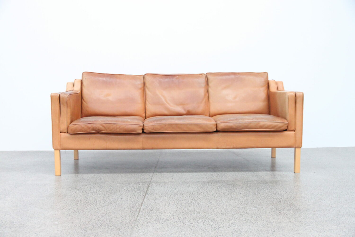 Pair of Tan Leather Sofas by Stouby