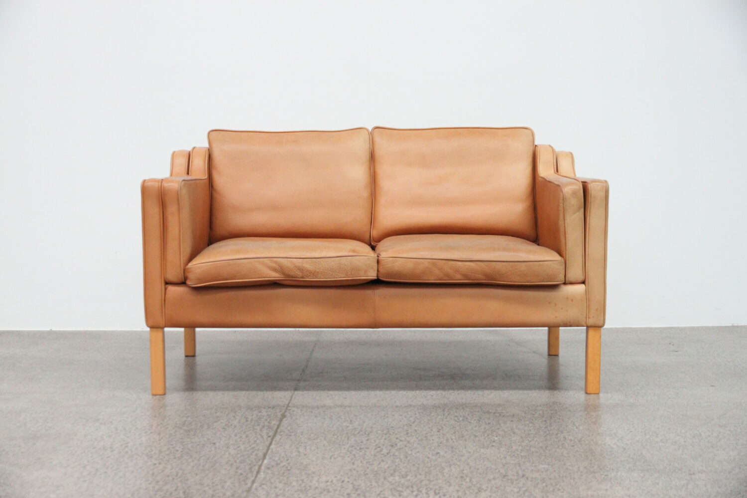 Pair of Tan Leather Sofas by Stouby