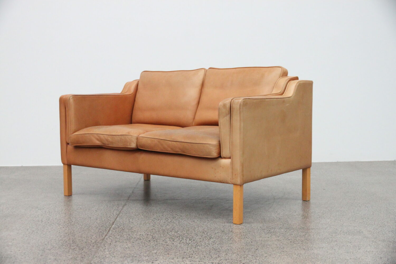 Pair of Tan Leather Sofas by Stouby
