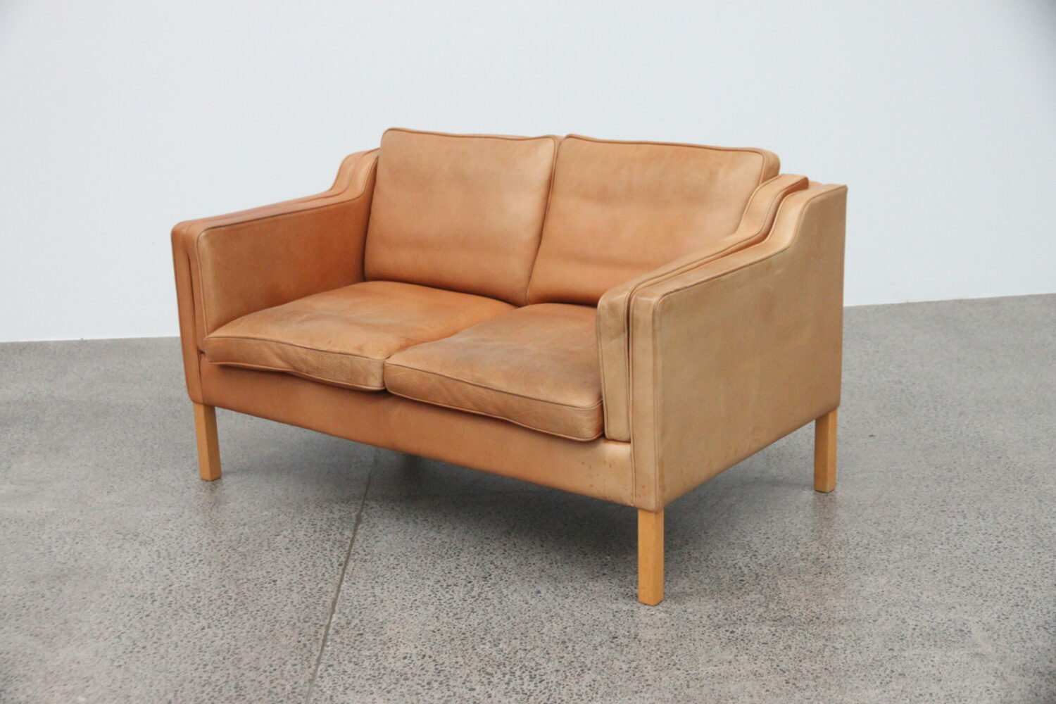Pair of Tan Leather Sofas by Stouby