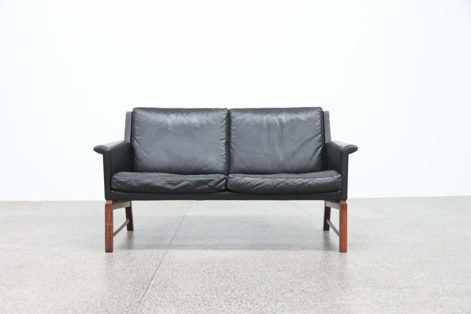 Pair of Black Leather Sofas by Kai Lyngfeldt Larsen