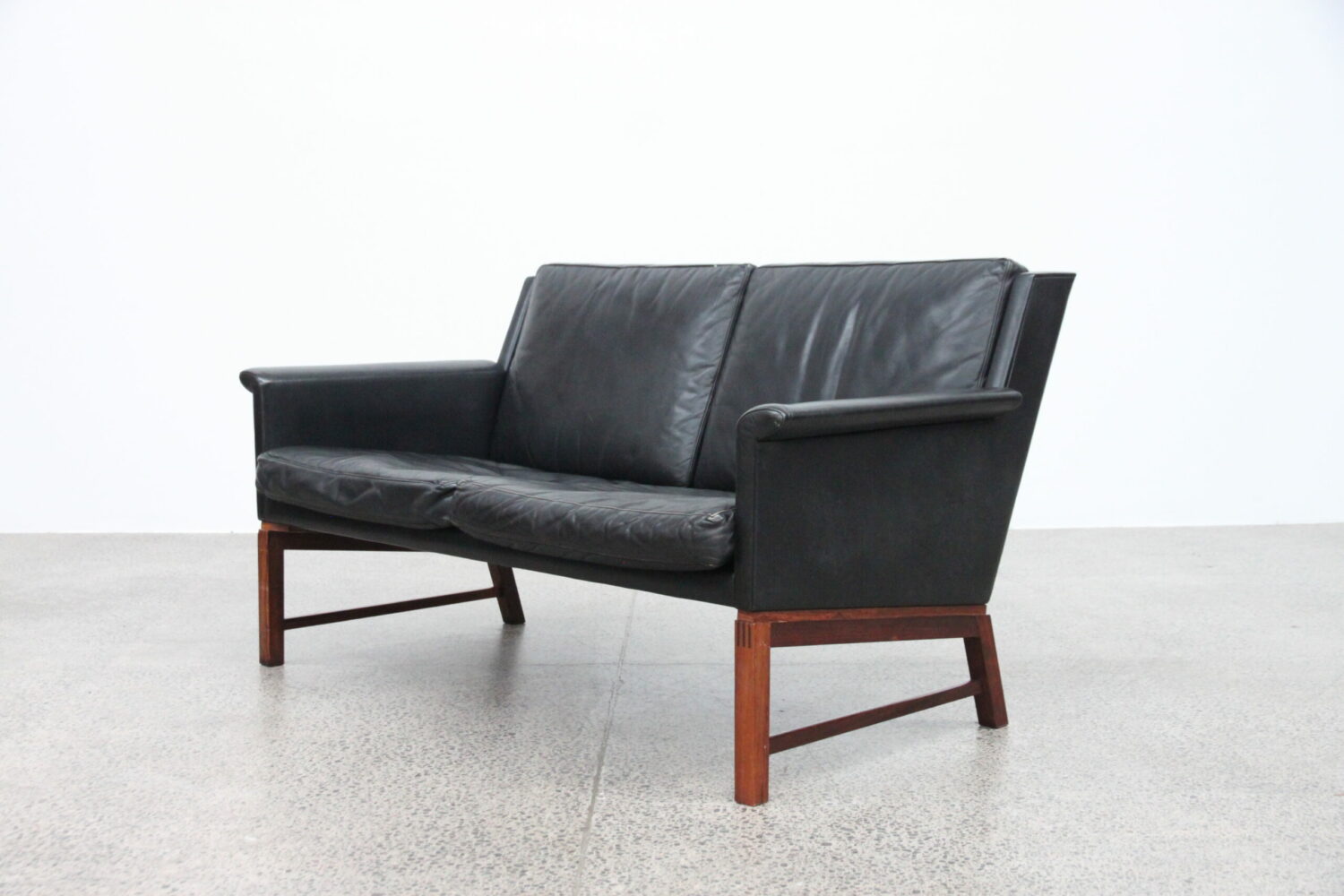 Pair of Black Leather Sofas by Kai Lyngfeldt Larsen