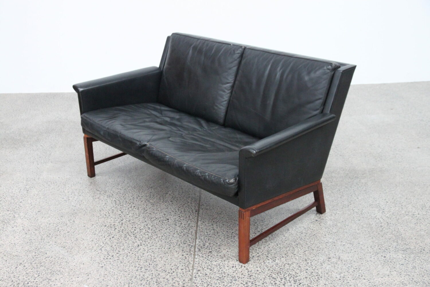Pair of Black Leather Sofas by Kai Lyngfeldt Larsen