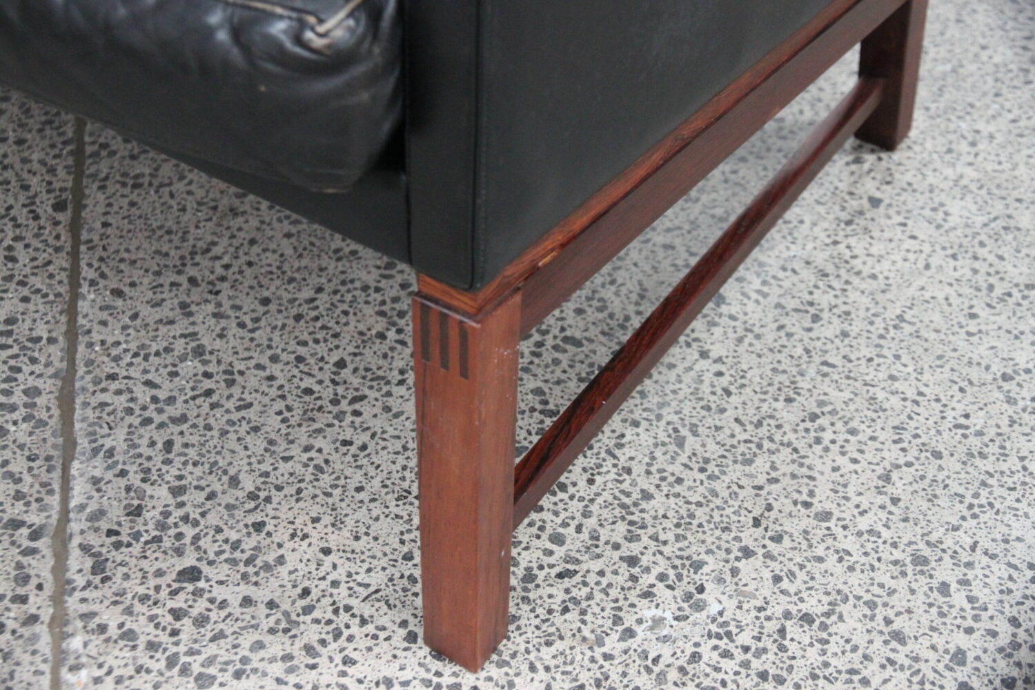 Pair of Black Leather Sofas by Kai Lyngfeldt Larsen
