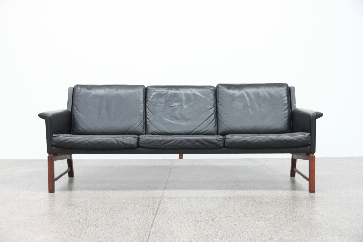 Pair of Black Leather Sofas by Kai Lyngfeldt Larsen