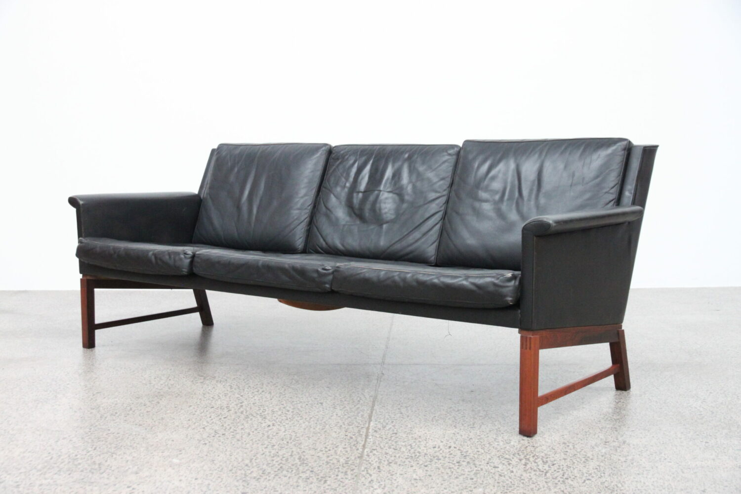 Pair of Black Leather Sofas by Kai Lyngfeldt Larsen
