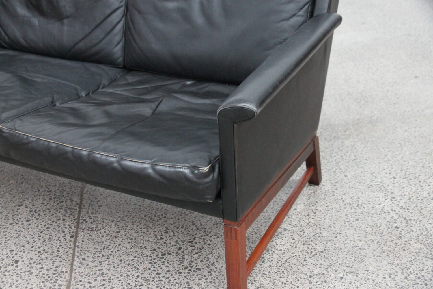 Pair of Black Leather Sofas by Kai Lyngfeldt Larsen