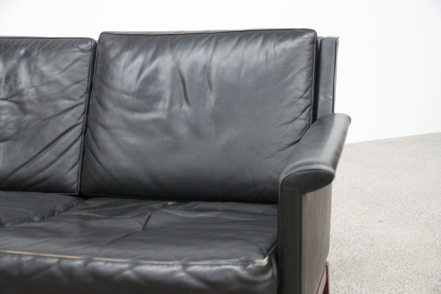 Pair of Black Leather Sofas by Kai Lyngfeldt Larsen