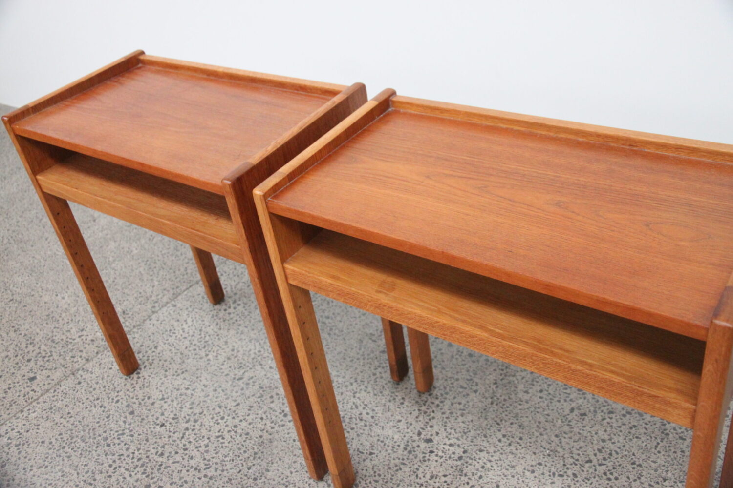 Pair of Bedside Tables Oak + Teak