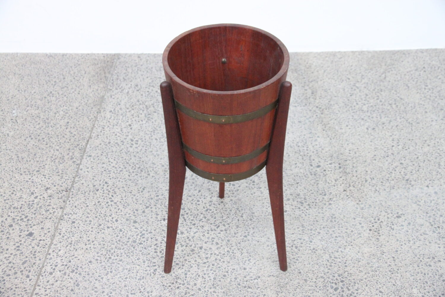 Danish Tripod Planter in Teak With brass