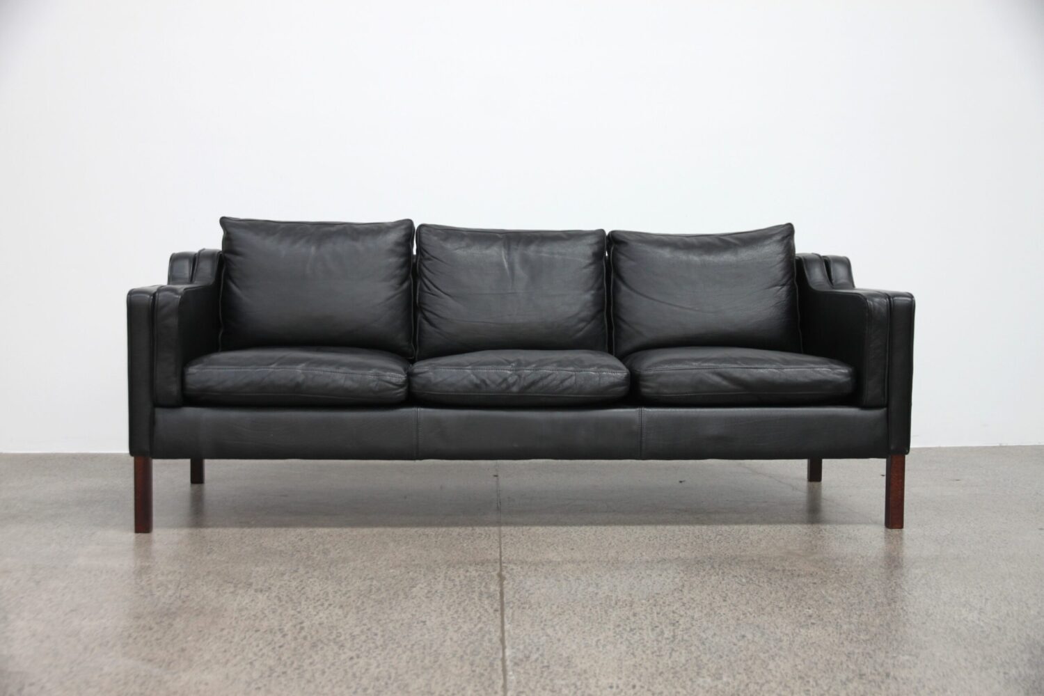 Pair of Black Leather Sofas by Stouby Model Eva