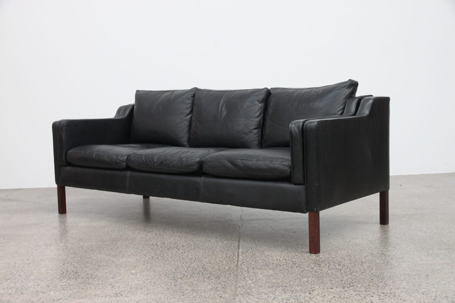 Pair of Black Leather Sofas by Stouby Model Eva
