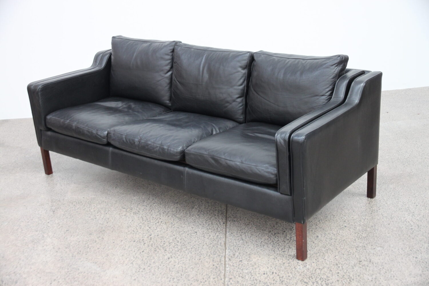 Pair of Black Leather Sofas by Stouby Model Eva