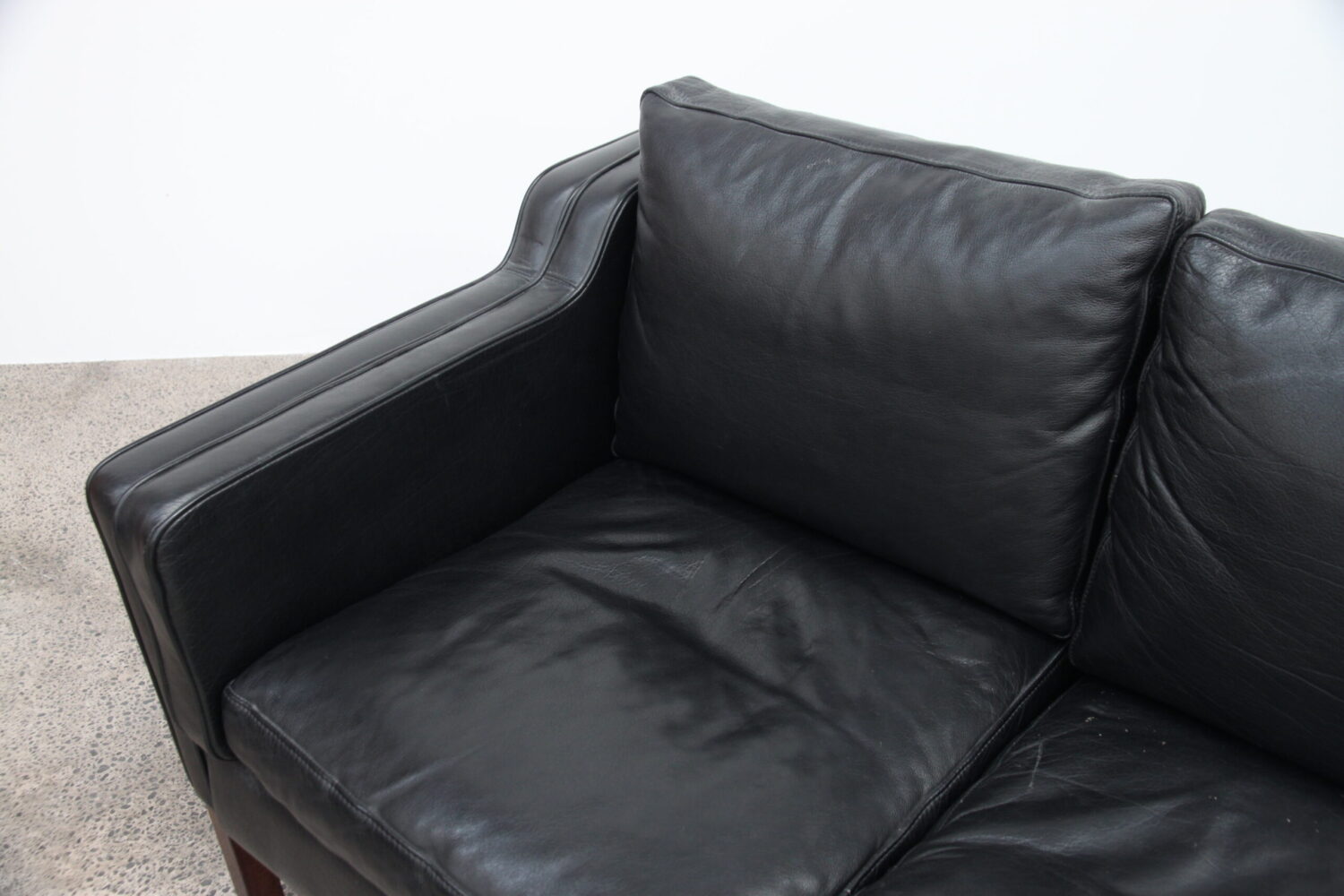 Pair of Black Leather Sofas by Stouby Model Eva