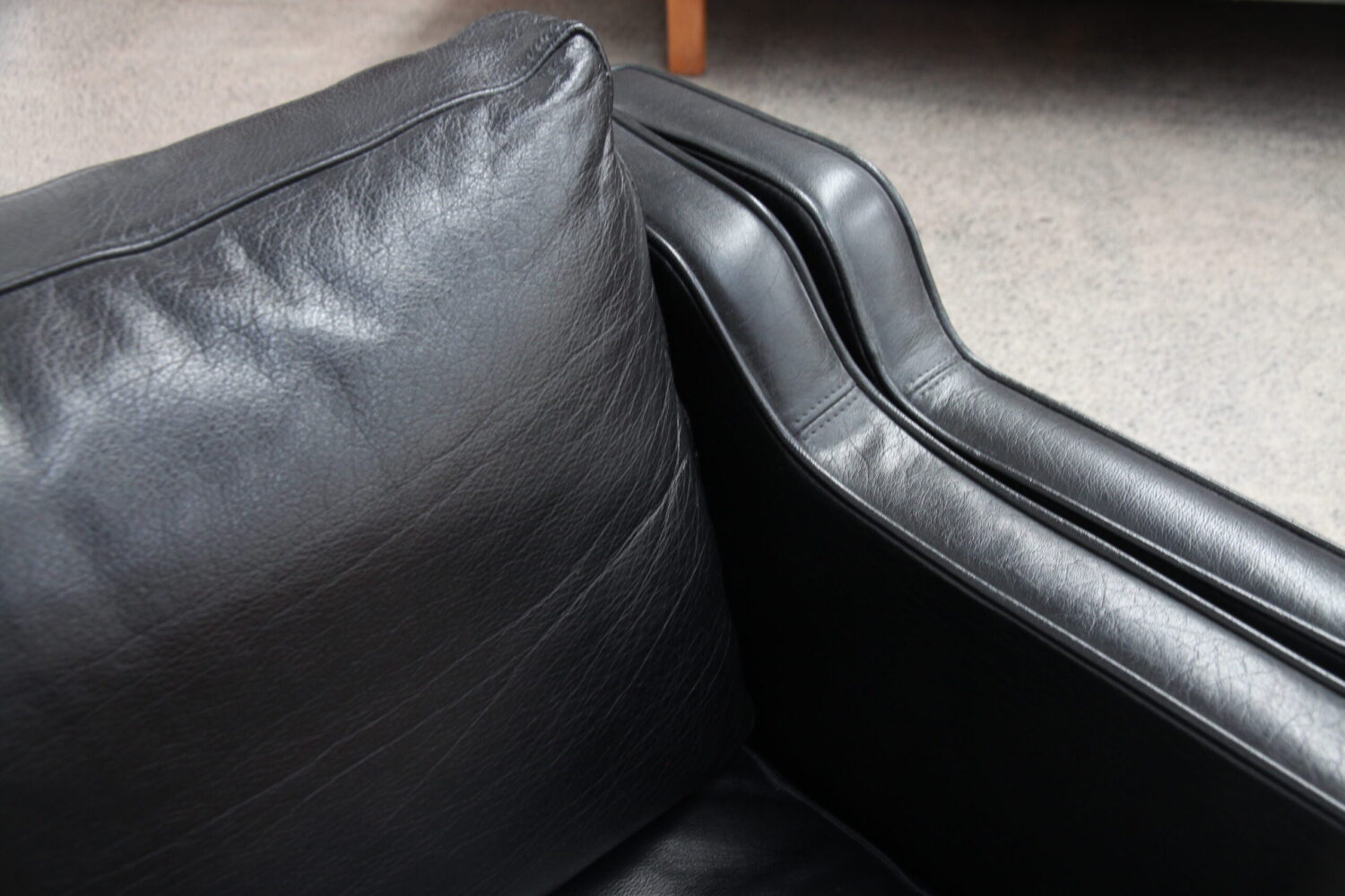 Pair of Black Leather Sofas by Stouby Model Eva