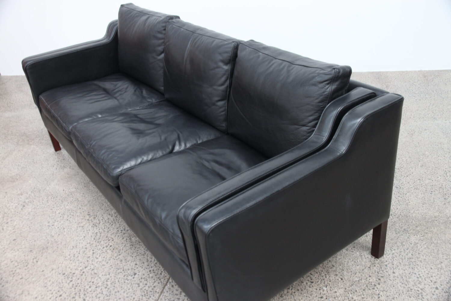 Pair of Black Leather Sofas by Stouby Model Eva