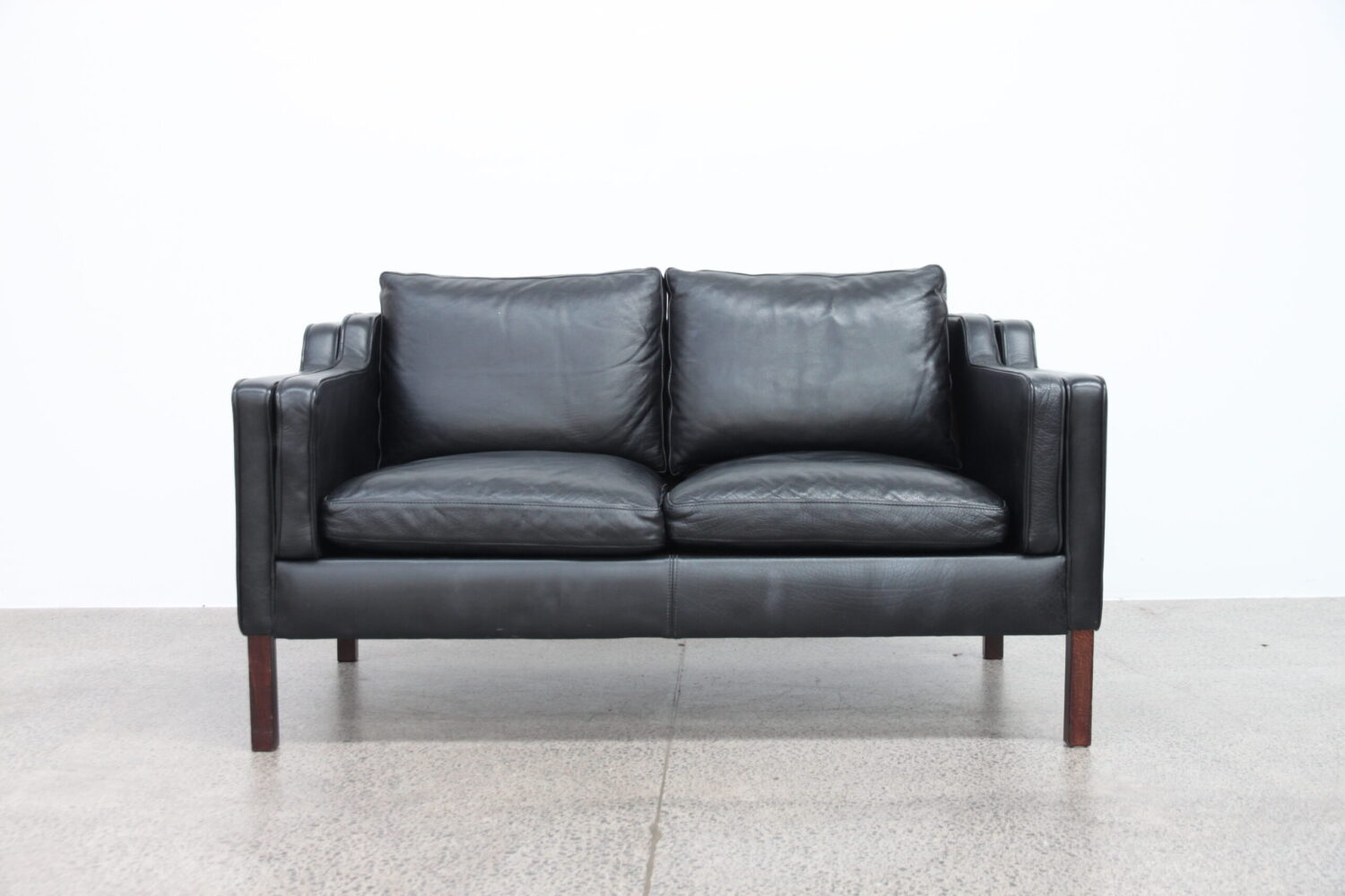 Pair of Black Leather Sofas by Stouby Model Eva