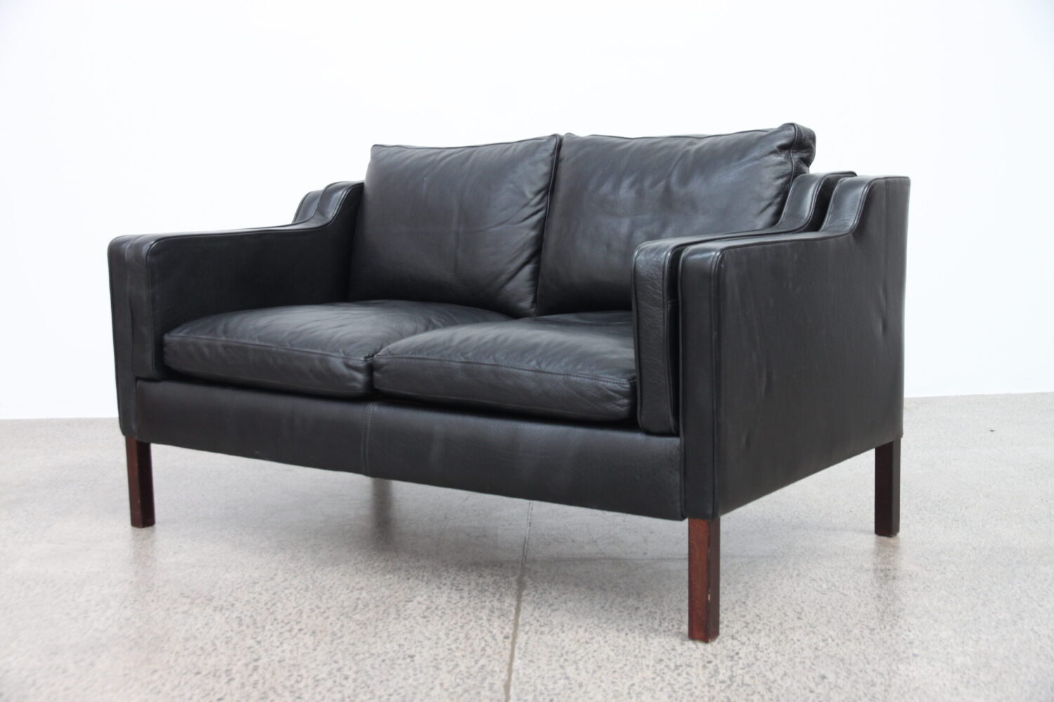Pair of Black Leather Sofas by Stouby Model Eva