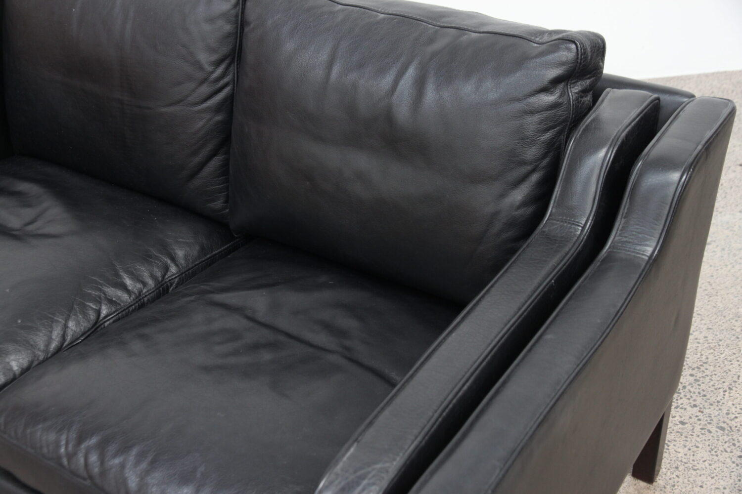 Pair of Black Leather Sofas by Stouby Model Eva