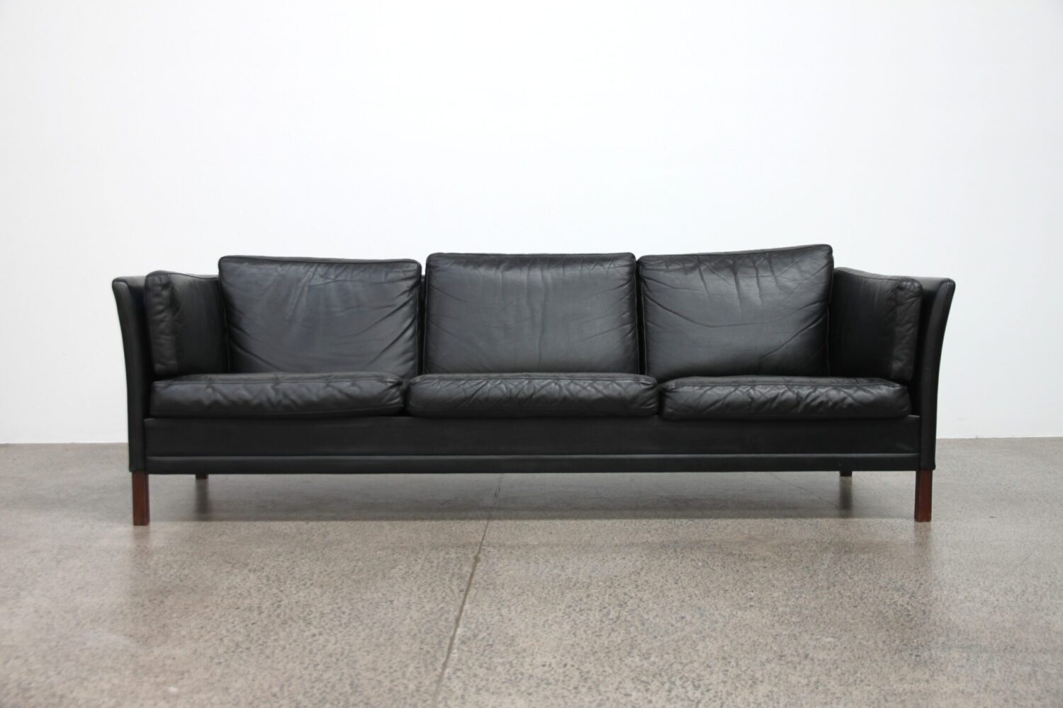 Pair of Black Leather Sofas by Mogens Hansen