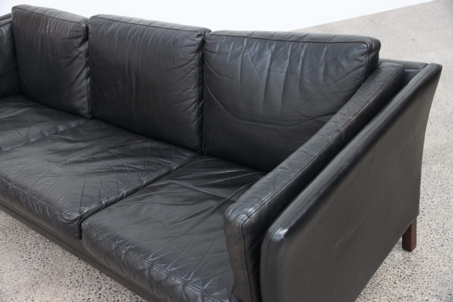 Pair of Black Leather Sofas by Mogens Hansen