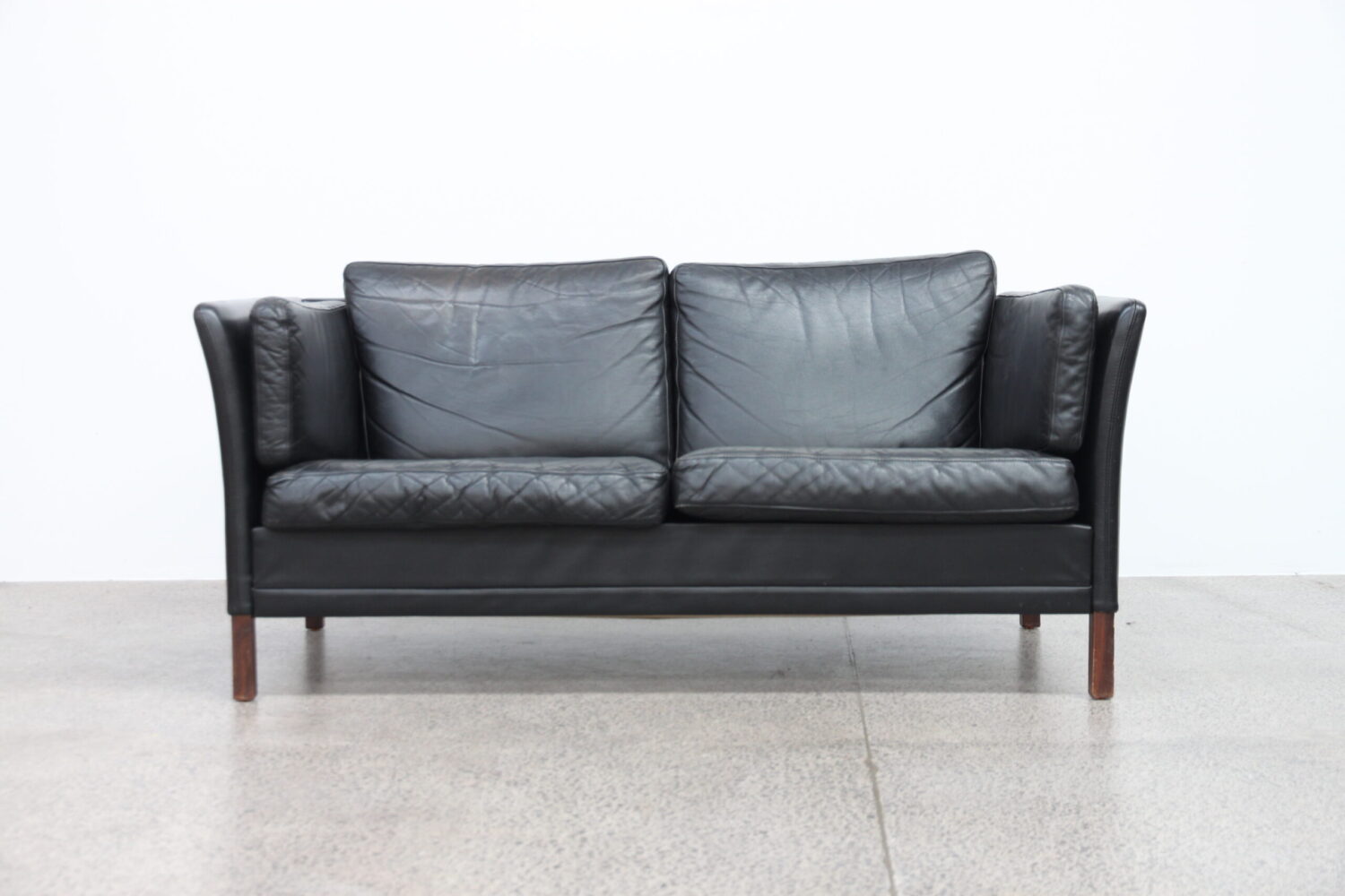 Pair of Black Leather Sofas by Mogens Hansen