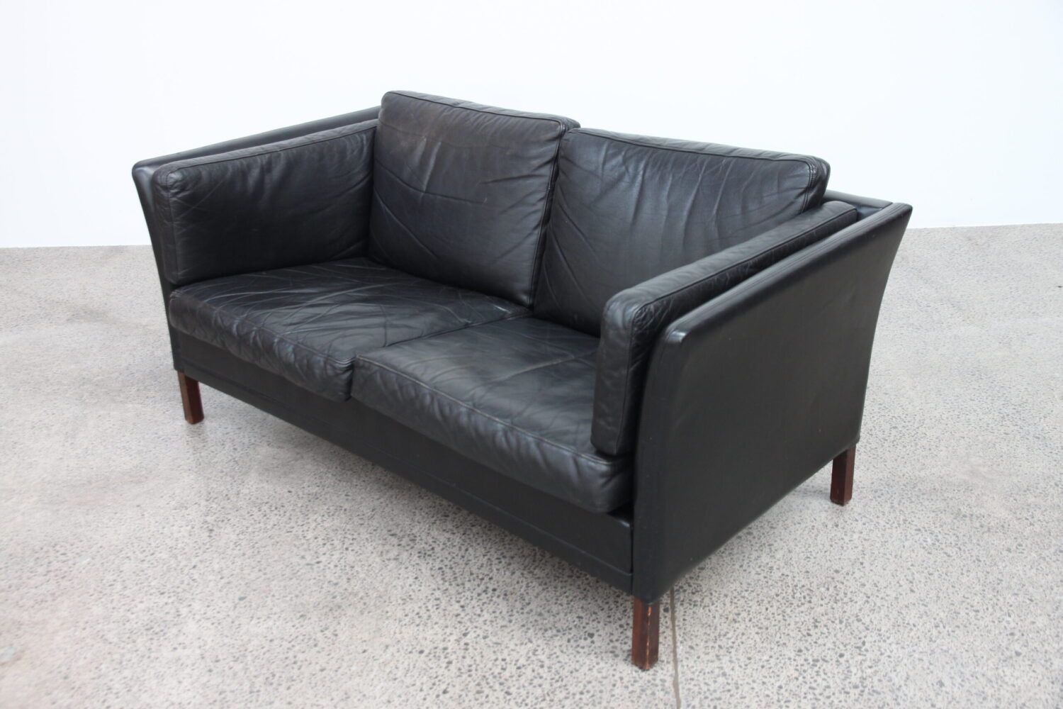 Pair of Black Leather Sofas by Mogens Hansen
