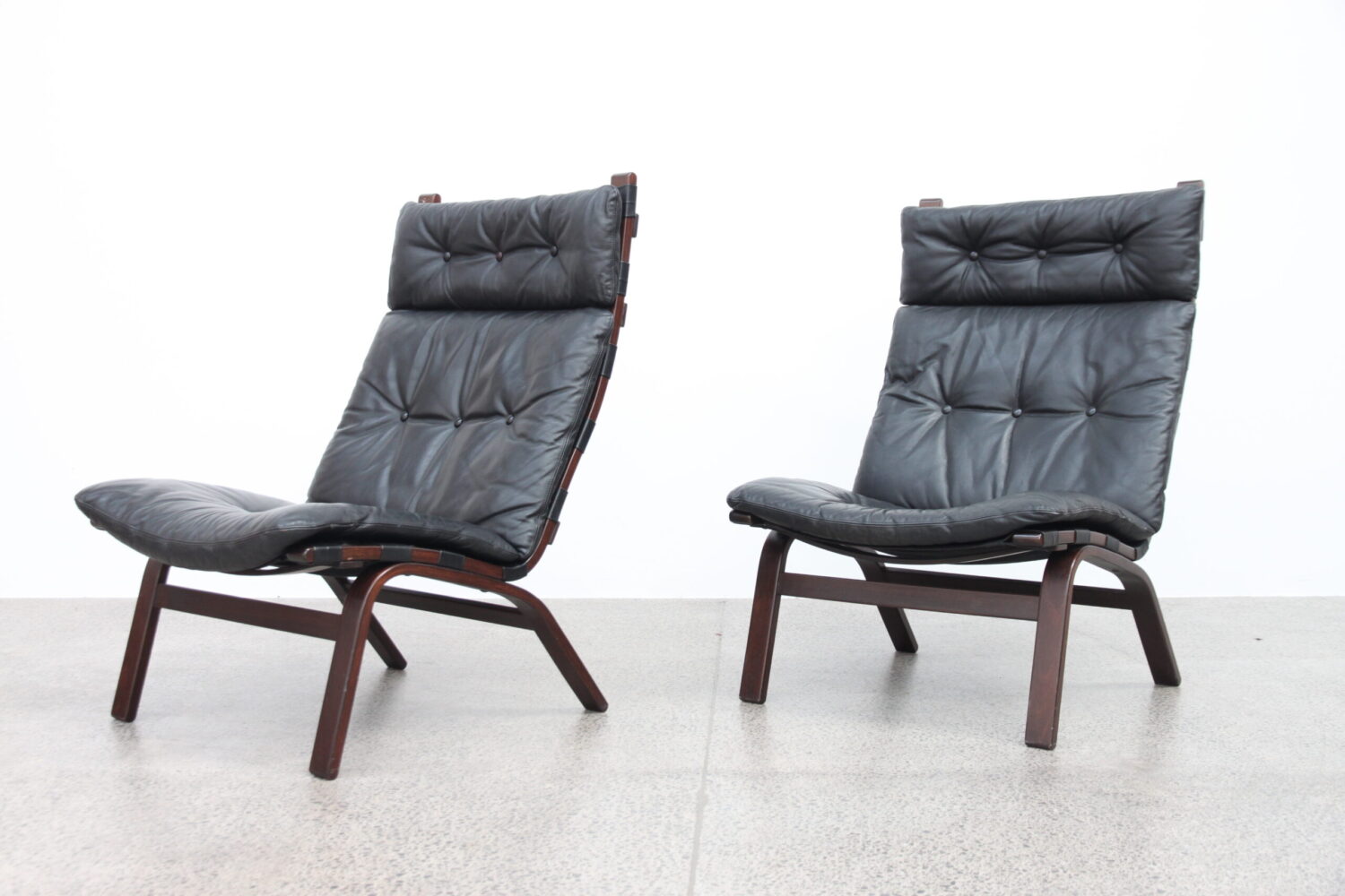 Pair of Black Leather Chairs by Farstrup