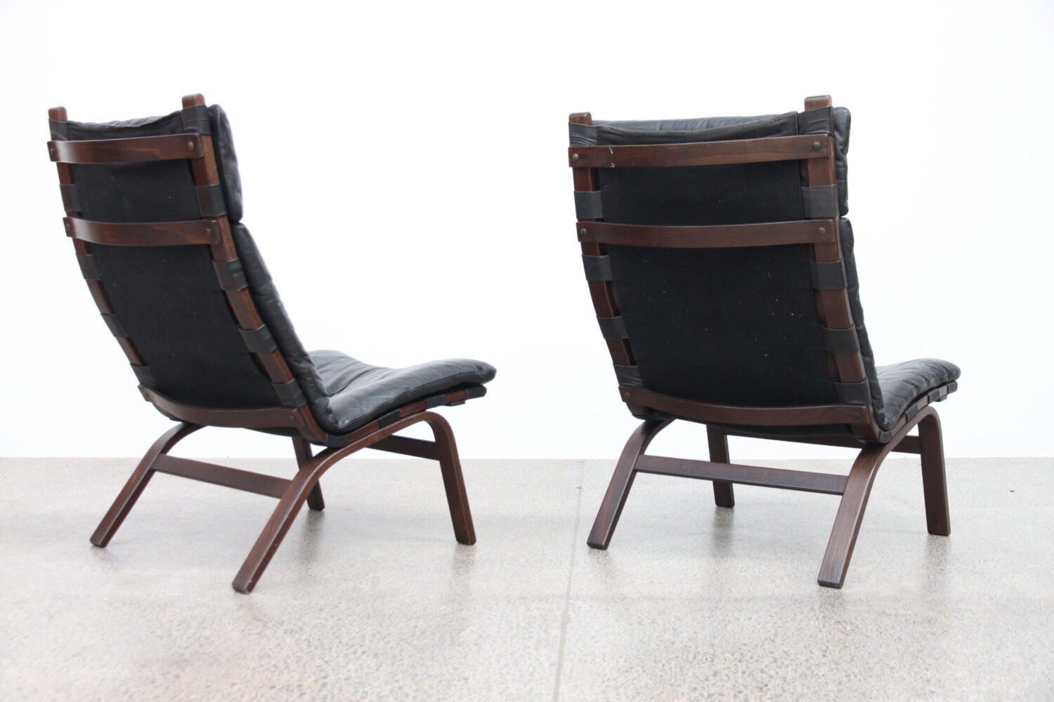 Pair of Black Leather Chairs by Farstrup