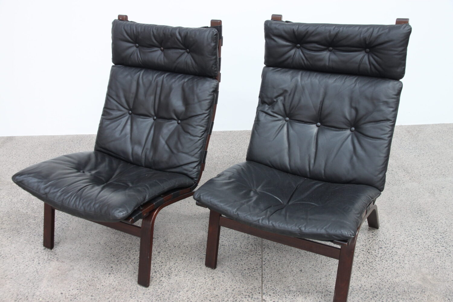 Pair of Black Leather Chairs by Farstrup