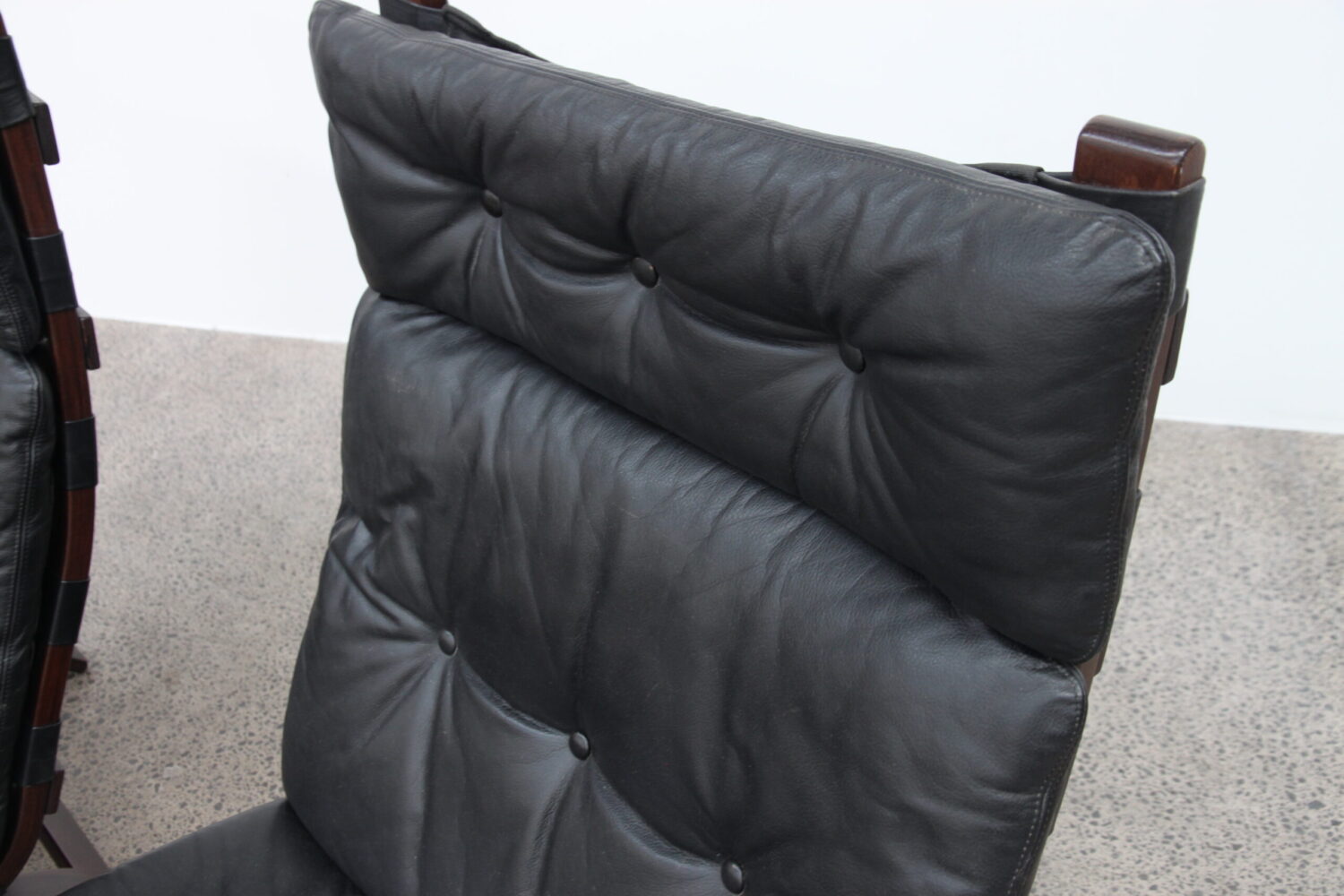 Pair of Black Leather Chairs by Farstrup