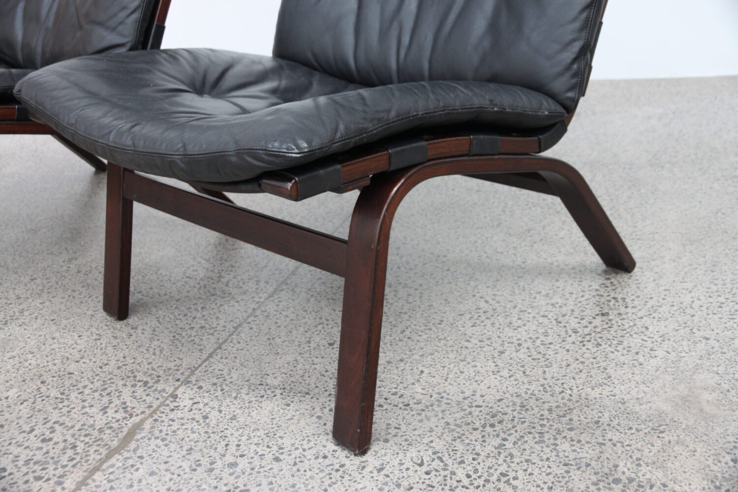 Pair of Black Leather Chairs by Farstrup
