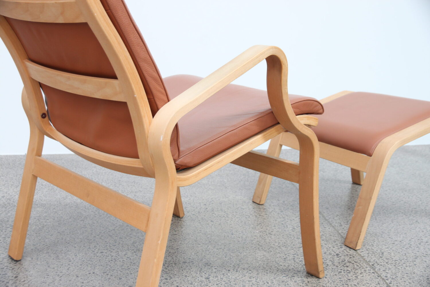 Pair of Tan Leather Armchairs by Finn Ostergaard